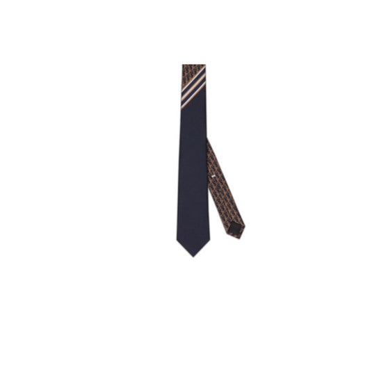 Men Striped Dior Oblique Tie - Fantaisie Fond Bleu