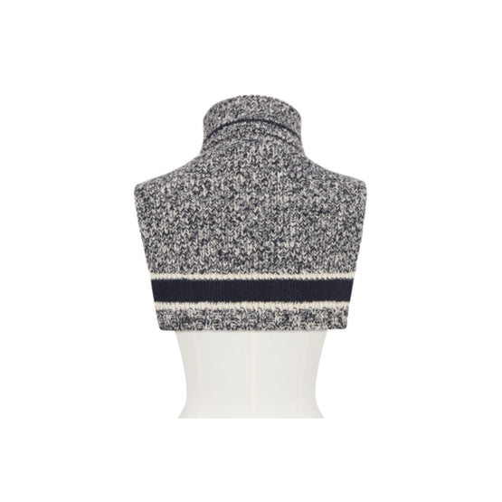 Women D-White Turtleneck Sweater - Bleu Marine