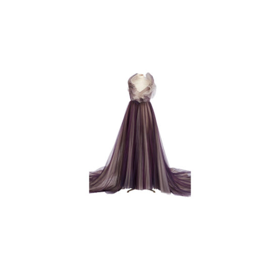 Women Long Pleated Bustier Dress - Fantaisie Gris