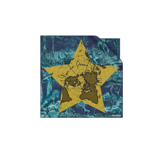 Women Dior Around the World Square Scarf (90x90) - Bleu Marine