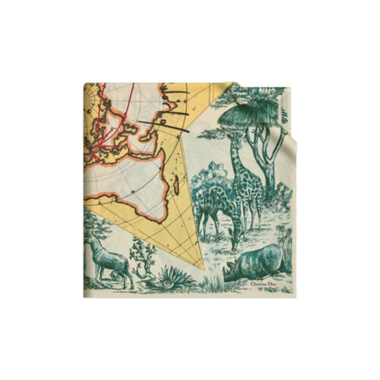 Women Dior Around the World Shawl (140x140) - Blanc Cassé