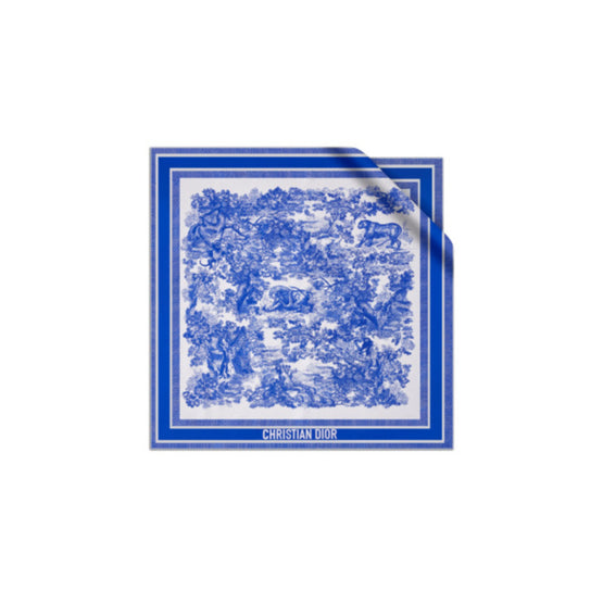 Women Toile de Jouy Sauvage Square Scarf (90x90) - Bleu