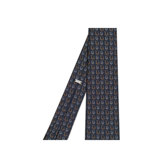 Men Micro Dior Oblique Tie - Fantaisie Fond Bleu