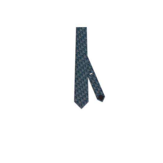 Men Dior Oblique Tie - Fantaisie Fond Bleu