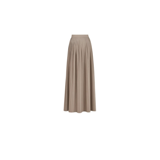 Women Long Pleated Skirt - Beige