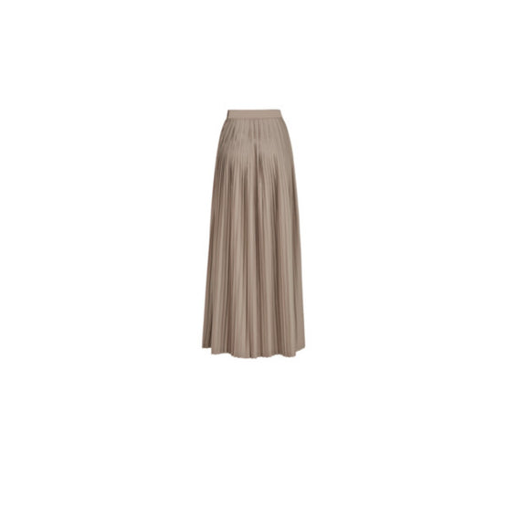 Women Long Pleated Skirt - Beige