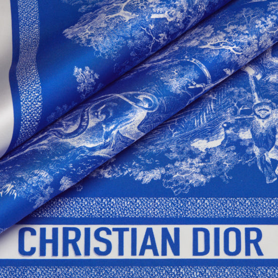 Women Toile de Jouy Reverse Square Scarf (70x70) - Bleu