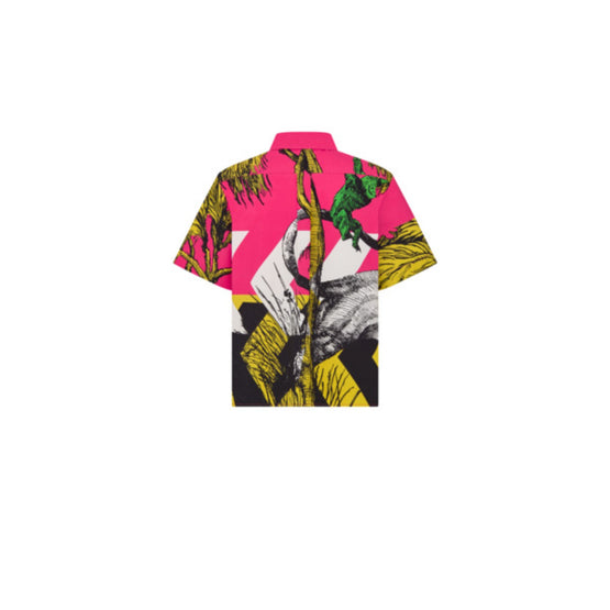 Women Short-Sleeved Blouse - Fantaisie Rose/Violet