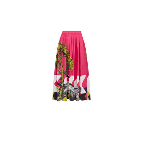 Women Mid-Length Pleated Skirt - Fantaisie Rose/Violet