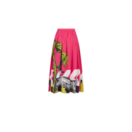 Women Mid-Length Pleated Skirt - Fantaisie Rose/Violet