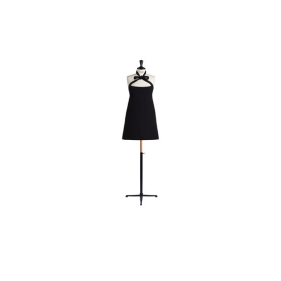 Women Dress with Crisscross Bow Neckline - Noir