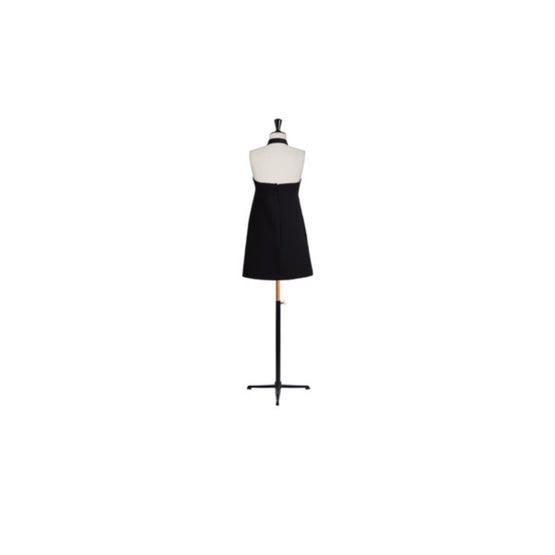 Women Dress with Crisscross Bow Neckline - Noir
