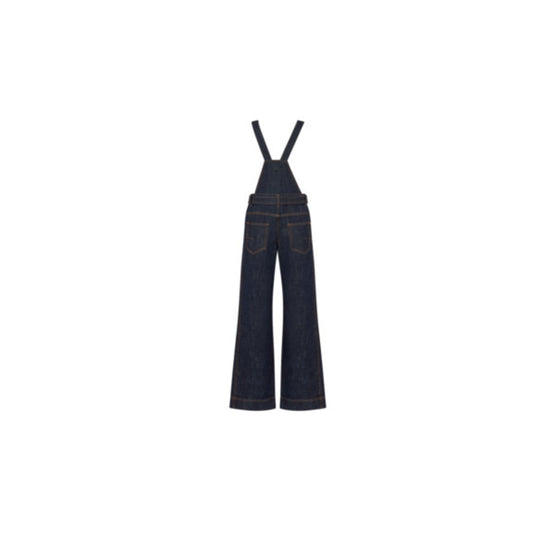 Women Flared Overalls with Belt - Bleu