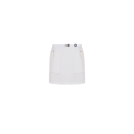 Women Belted Short Skirt - Blanc