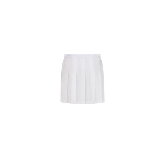 Women Belted Short Skirt - Blanc