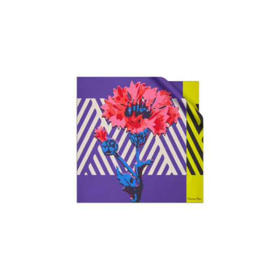 Women D-Flower Pop Square Scarf - Violet