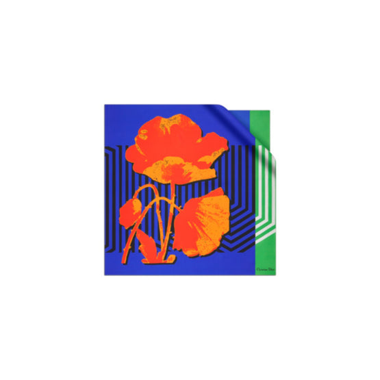 Women D-Flower Pop Square Scarf - Bleu