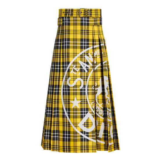Women Pleated Skirt - Fantaisie Jaune/Orange