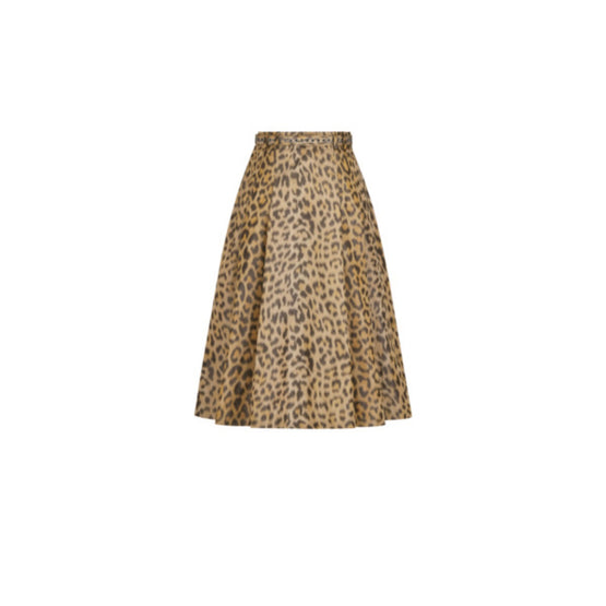 Women Mid-Length Skirt with Belt - Fantaisie Jaune/Orange