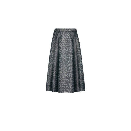 Women Mid-Length Skirt with Belt - Fantaisie Bleu