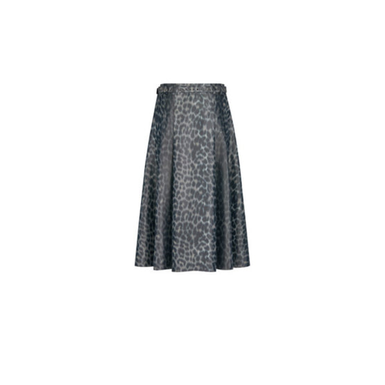 Women Mid-Length Skirt with Belt - Fantaisie Bleu