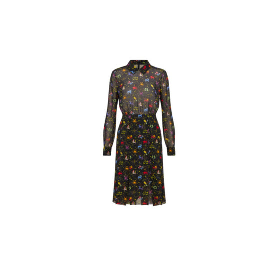 Women Mid-Length Shirt Dress - Multicolore