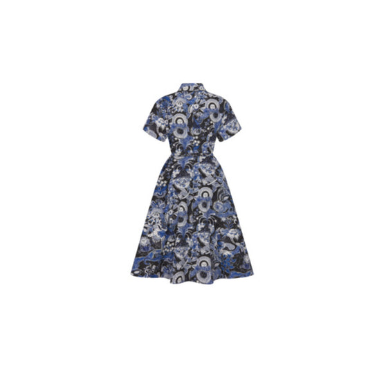 Women Mid-Length Belted Dress - Fantaisie Bleu