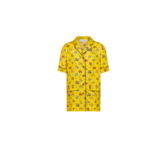 Women Dior Chez Moi Short-Sleeved Shirt - Fantaisie Jaune/Orange