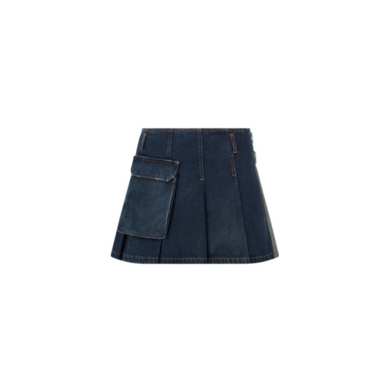 Women Denim Couture Wrap Miniskirt - Bleu