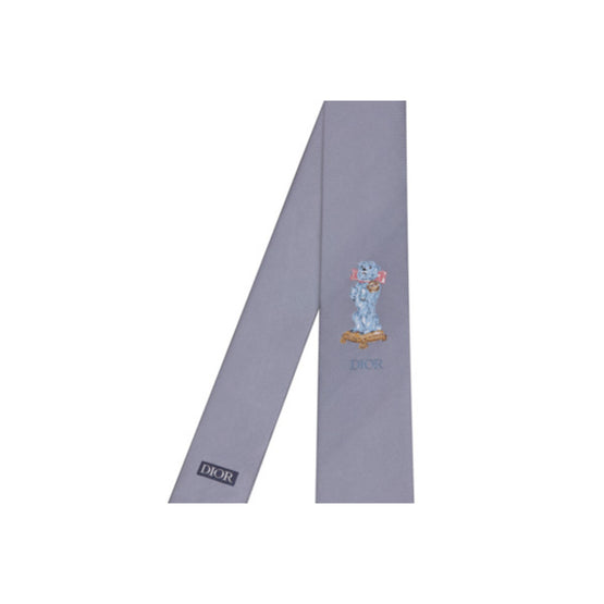 Men Tie with Bobby Motif - Fantaisie Fond Gris