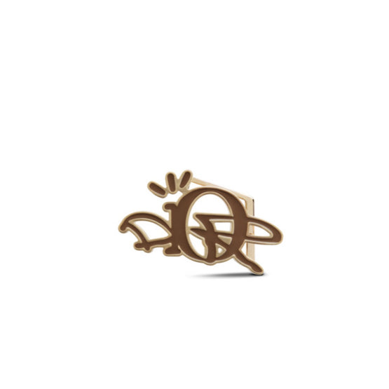 Men Cj Signature Buckle 35mm Brass Enamel Finish - Marron