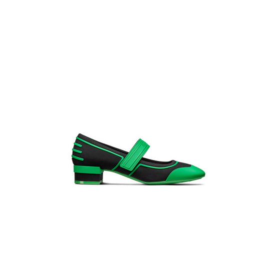 Women Dior Roller Ballerina Flat - Black & Green Leaf