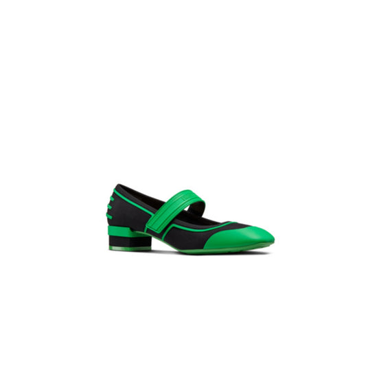 Women Dior Roller Ballerina Flat - Black & Green Leaf