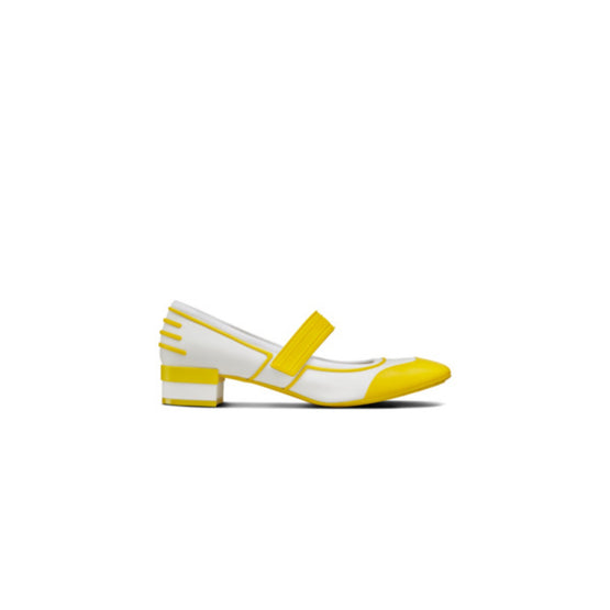 Women Dior Roller Ballerina Flat - White & Yellow