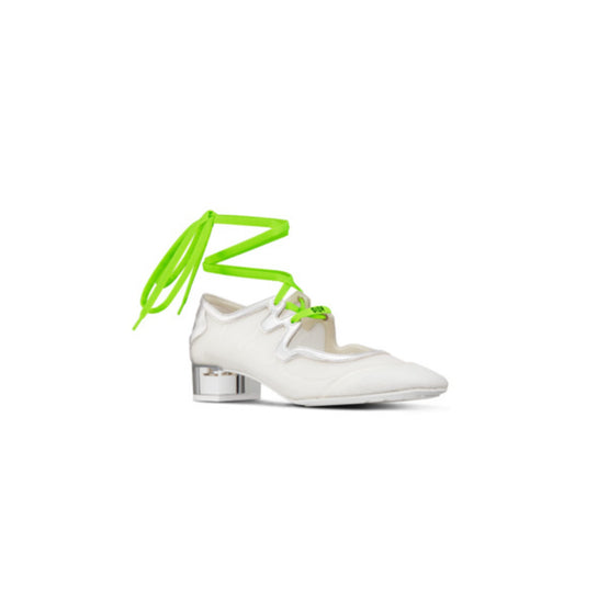 Women D-Mension Lace-Up Ballerina Flat - Silver