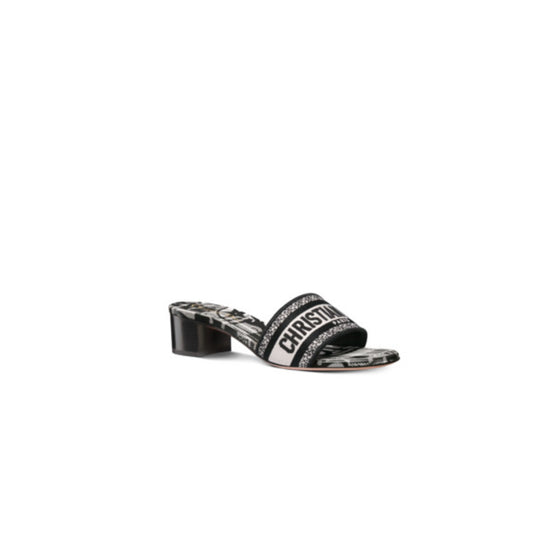 Women Dway Heeled Slide - Black & White