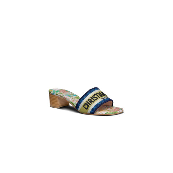 Women Dway Heeled Slide - White & Multicolor