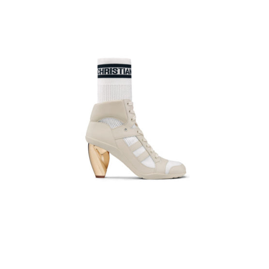 Women D-Zenith Heeled Ankle Boot - Off White & Deep Blue