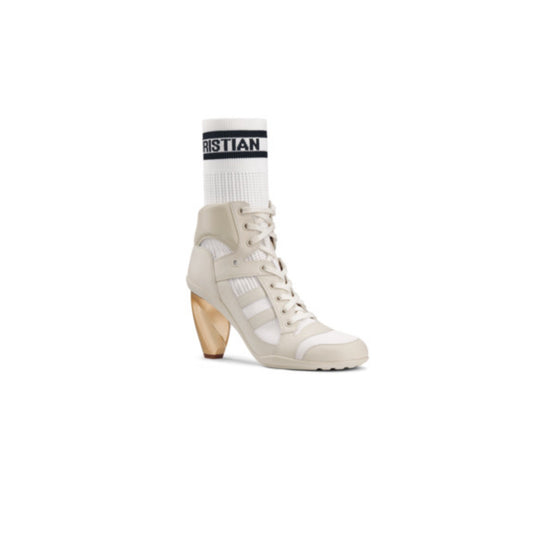 Women D-Zenith Heeled Ankle Boot - Off White & Deep Blue
