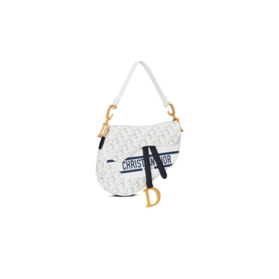 Women Saddle Bag with Strap - Blanc/Multicolor