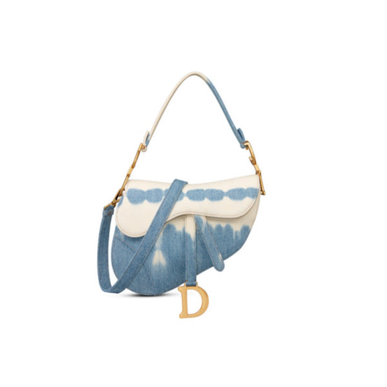 Women Saddle Bag with Strap - Bleu/Multicolor