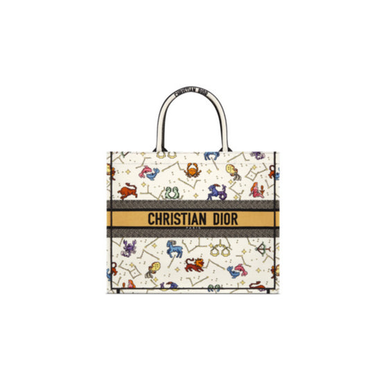 Women Large Dior Book Tote - Latte/Multicolor 1