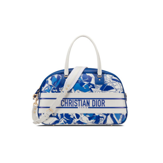 Women Large Dior Vibe Classic Bowling Bag - Bleu/Multicolor