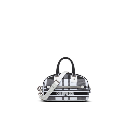 Women Small Dior Vibe Zip Bowling Bag - Blanc/Noir