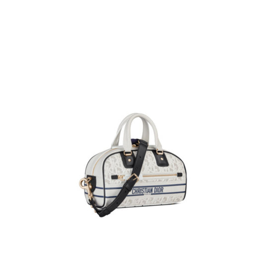 Women Small Dior Vibe Zip Bowling Bag - Blanc/Multicolor