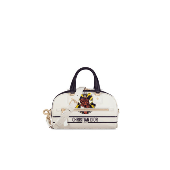 Women Small Dior Vibe Zip Bowling Bag - Blanc Multi 4