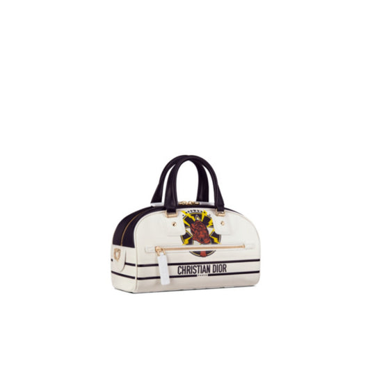 Women Small Dior Vibe Zip Bowling Bag - Blanc Multi 4