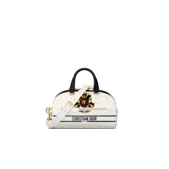 Women Small Dior Vibe Zip Bowling Bag - Blanc/Multicolor