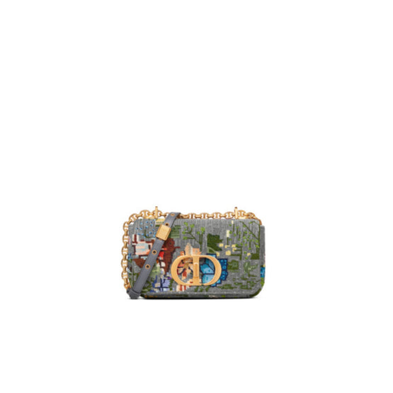 Women Small Dior Caro Bag - Gris/Multicolor