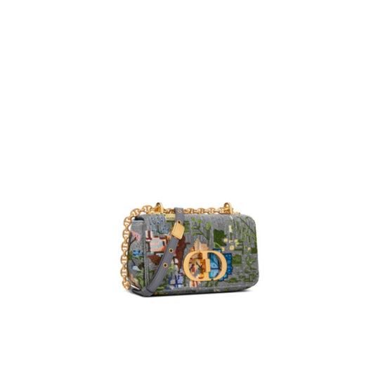 Women Small Dior Caro Bag - Gris/Multicolor